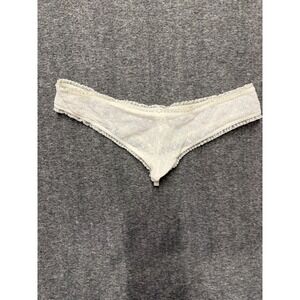 Secret Treasures Womens Ivory Floral Lace Ruffle Thong Panty Size 8 XL Lingerie